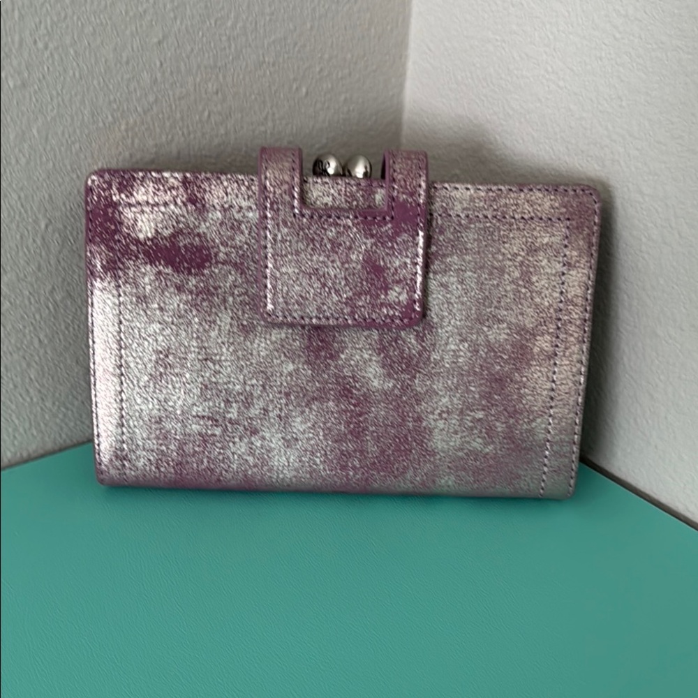 Violet Metallic Leather Wristlet - Picture 2 of 8